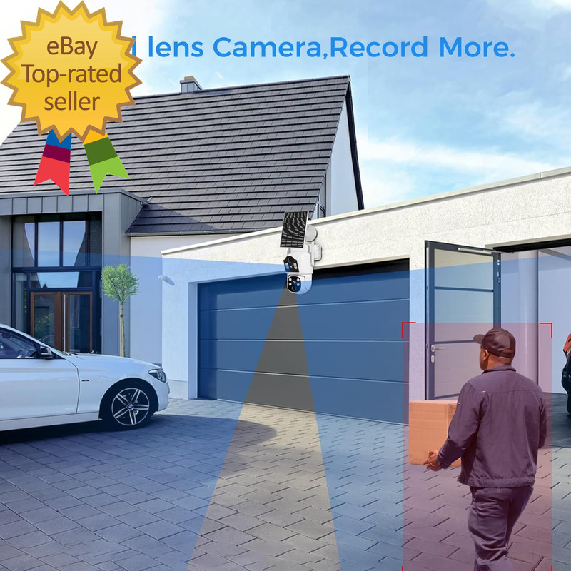 Dual Lens Wireless Solar Camera 4MP Wifi Security Camera PTZ 360° PIR Motion Det gallery