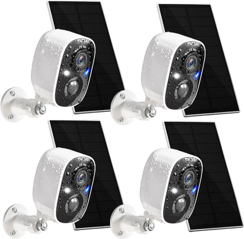 Solar Security Cameras Wireless Outdoor 4 Pack, 2K Battery Powered Cameras for H gallery