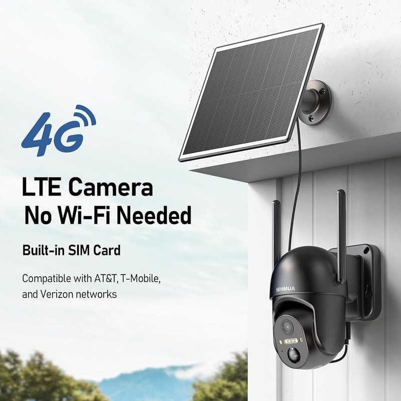 4G LTE Solar Security Camera Wireless Outdoor 2K Night Vision PIR Detection New gallery