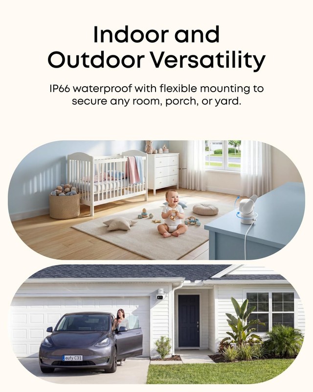 Indoor/Outdoor Security Camera with Color Night Vision, 360° Pan/Tilt, AI Detect gallery