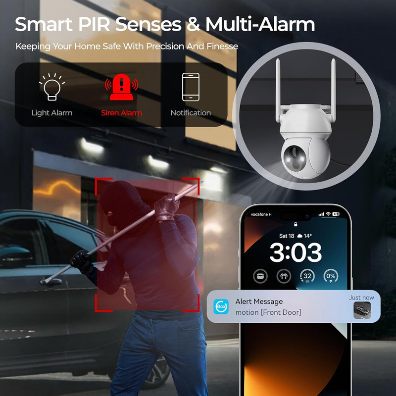 Solar Security Camera Wireless Outdoor, 2K HD Color Night Vision Home Security C gallery