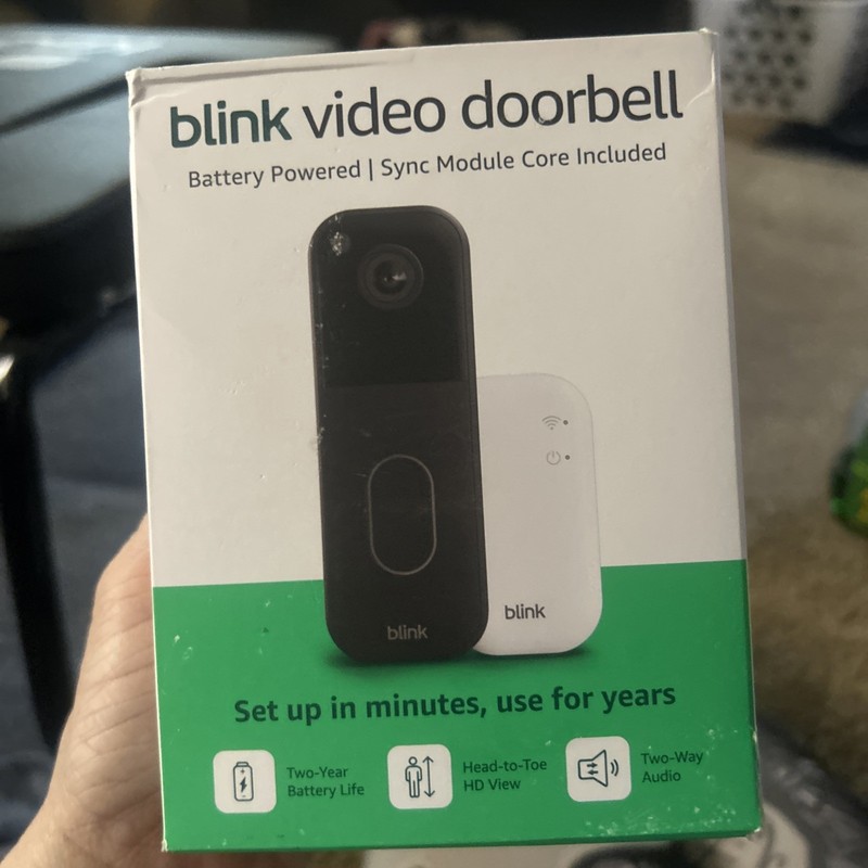 NEW Blink Video Doorbell with Sync Module Core & Battery Head-to-Toe HD – Black