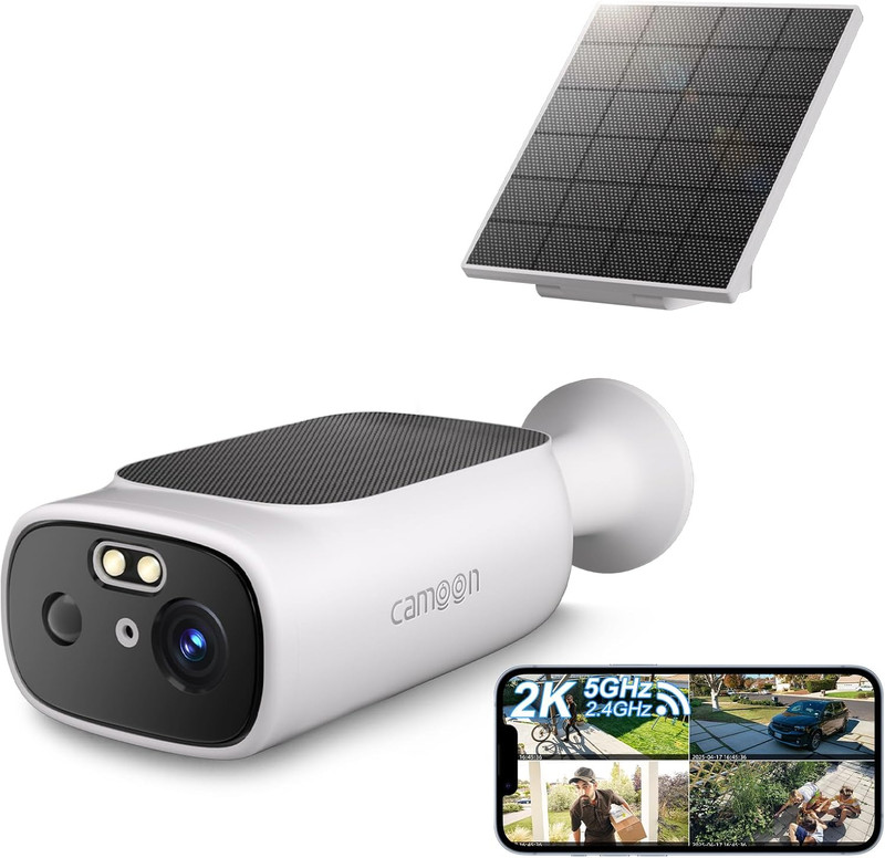 Camoon 2K Dual-Band Solar Security Camera – AI Motion & Color Night Vision