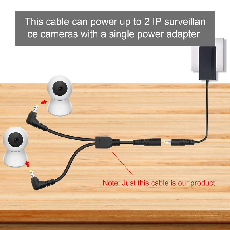 GINTOOYUN DC5525 Y-Splitter Cable 18AWG DC 5.5Mm X 2.5Mm Straight Female gallery
