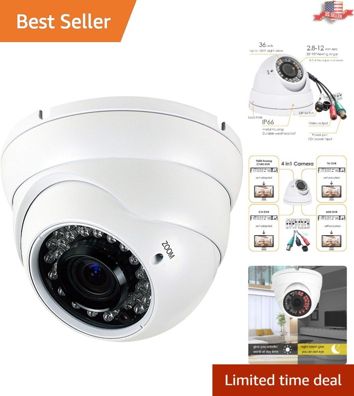 High-Definition 4-in-1 CCTV Camera with Night Vision Up to 100ft – Metal Body