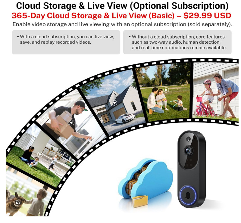 Orbitell 1080p Wireless Wi-Fi Video Doorbell Camera with Two Way Audio gallery