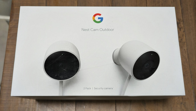 Google Nest Cam Outdoor Wired NC2400ES Security Camera, White 2pk NEW-Open Box