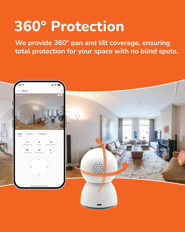 2.5K Indoor Pan-Tilt Security Camera, 360° Dual-Band 2.4/5GB Wi-Fi Camera for Ho gallery
