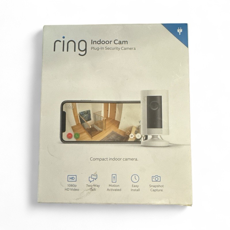 Ring Indoor Cam Compact Plug-In HD Security Camera w/two-way talk-White-
