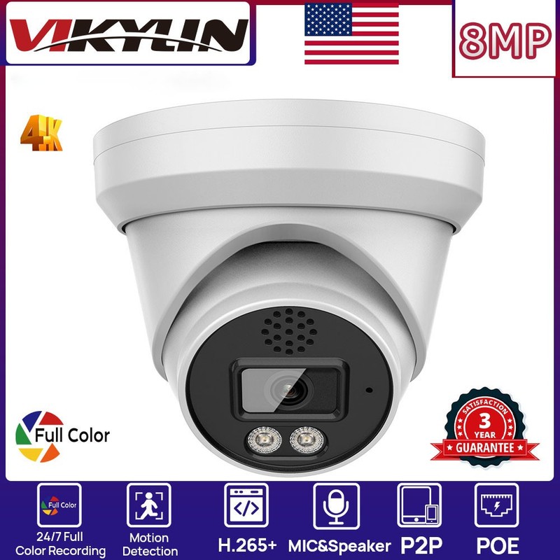VIKYLIN Turret POE 7/24 recording Color 8MP Security IP Camera with remote view gallery