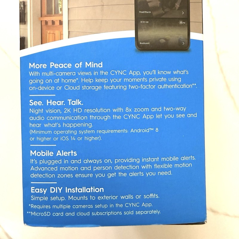 GE Cync Outdoor Smart Wired Camera Home Security, Black gallery