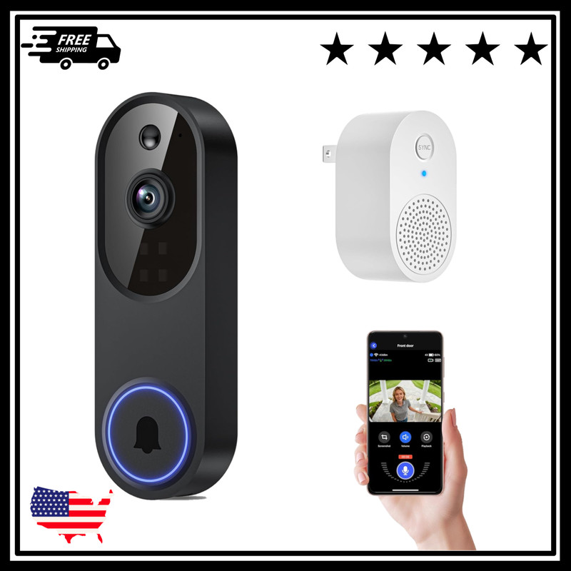 Video Doorbell 1080p HD Camera WI-FI Night Vision Motion Detection Wireless