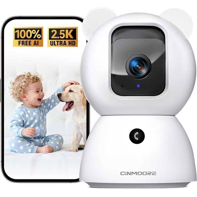 2.5K Indoor Security Camera Free AI Detection Pet Baby Monitor 2 Way Audio WiFi