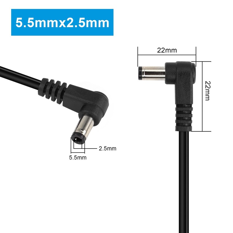 GINTOOYUN DC Power Extension Cable 5.5MM x 2.5MM 90 Degree Male to Black gallery