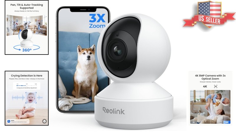 Pan & Tilt Indoor Security Camera: 4K UHD with Dual-Band Wi-Fi 6 Connectivity gallery