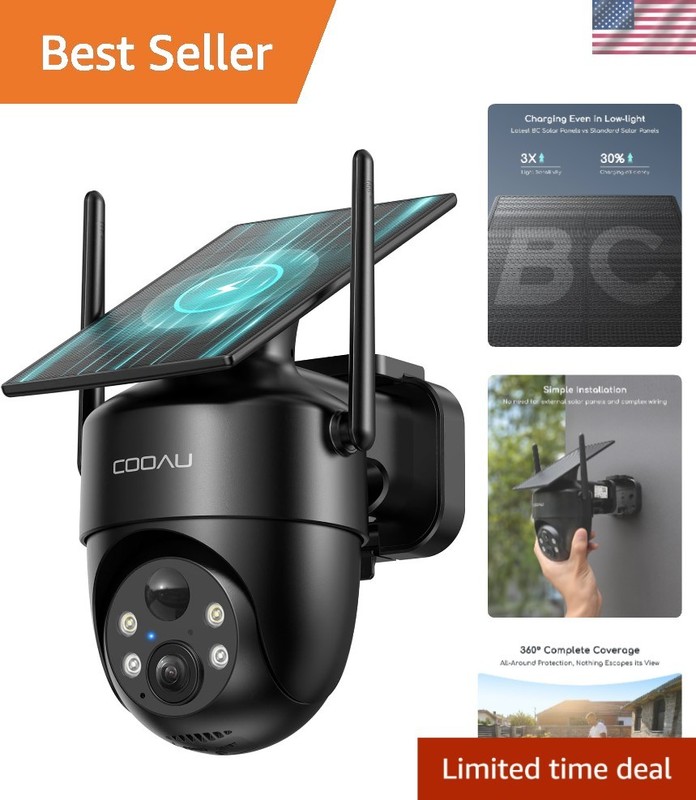 Solar Security Cameras Wireless Outdoor – Low-Light Rechargeable​​, Easy to I…