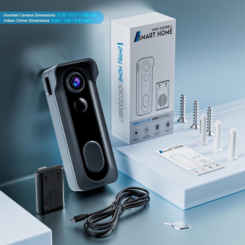 Doorbell Camera Wireless with Chime -2K HD Video AI Motion Detection, Two - W... gallery