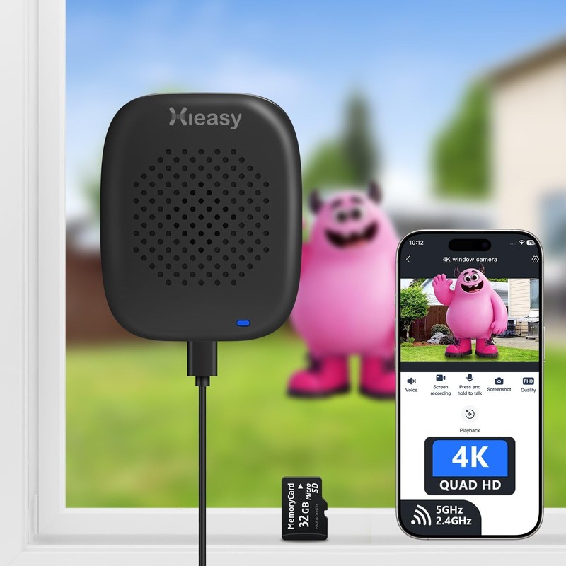 Hieasy 8MP 4K Window Camera Magnetic Mount with 32GB SD Card,5GHz&2.4GHz WiFi…