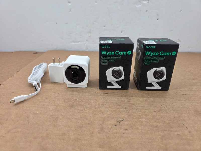 Lot Of 2 Wyze Cam v4 2.5K QHD Indoor/Outdoor WiFi Security Camera Wired white
