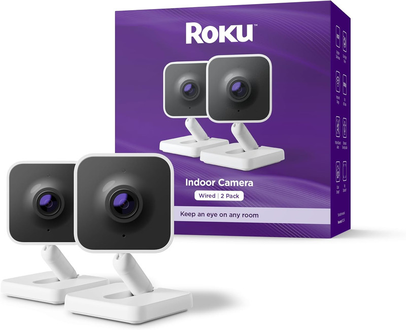 Indoor Camera – Home Security – 2-Pack – Wired Security Camera & Pet Monitor wit