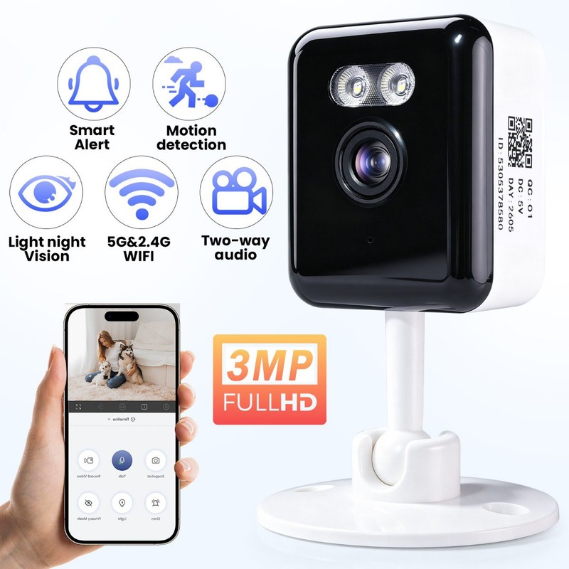 3MP Security WiFi Camera Home Baby/Pet Monitor Surveillance Home 2K Cam 5G+2.4G gallery