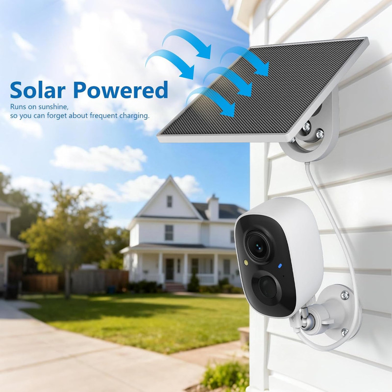2K Security Camera Wireless Outdoor,Solar Powered Wifi Cameras for Home Security gallery