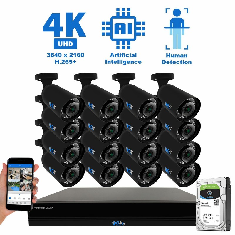 16 4K AI Smart Varifocal Camera 16CH PoE NVR Color Night Vision Security System