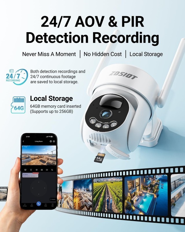 Solar-Powered 4G LTE Security Camera with AI Detection & 24/7 Color Night Vision gallery