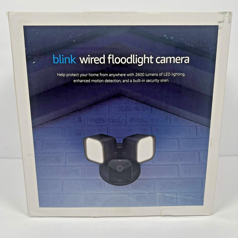 NEW Blink Wired Floodlight Camera HD Smart Security Cam Alexa Sealed - Black gallery