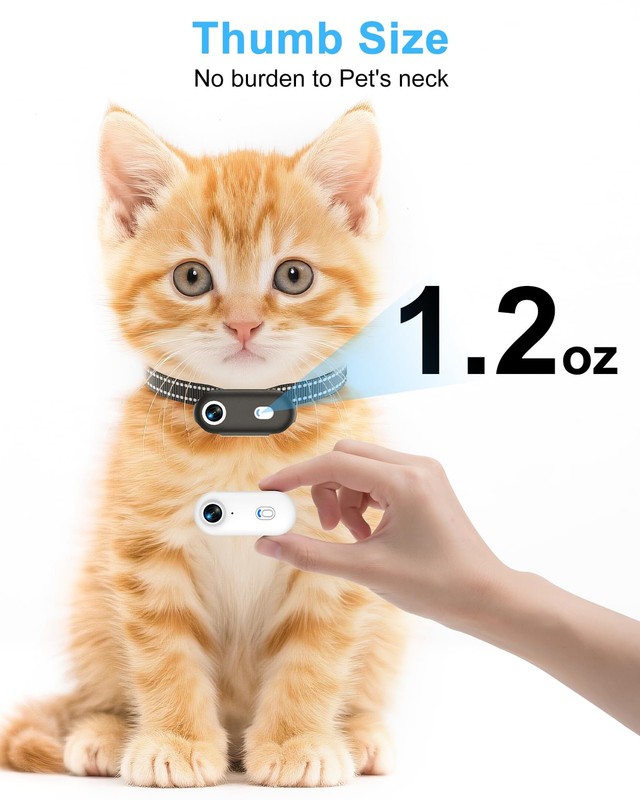 Cat Camera Collar with Phone APP, 1080P HD Video Recording, XS/M-Size Pet POV... gallery