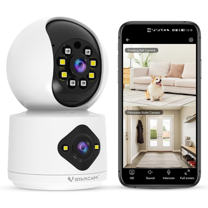 2K+2K Cameras for Home Security Indoor, Dual Cameras, 360° Pan-Tilt, Color Ni…