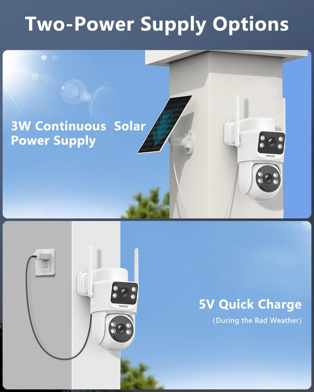 (2026 New) Solar Security Camera System Wireless Outdoor, 2-Cam Dual Lens 2K (Fi gallery