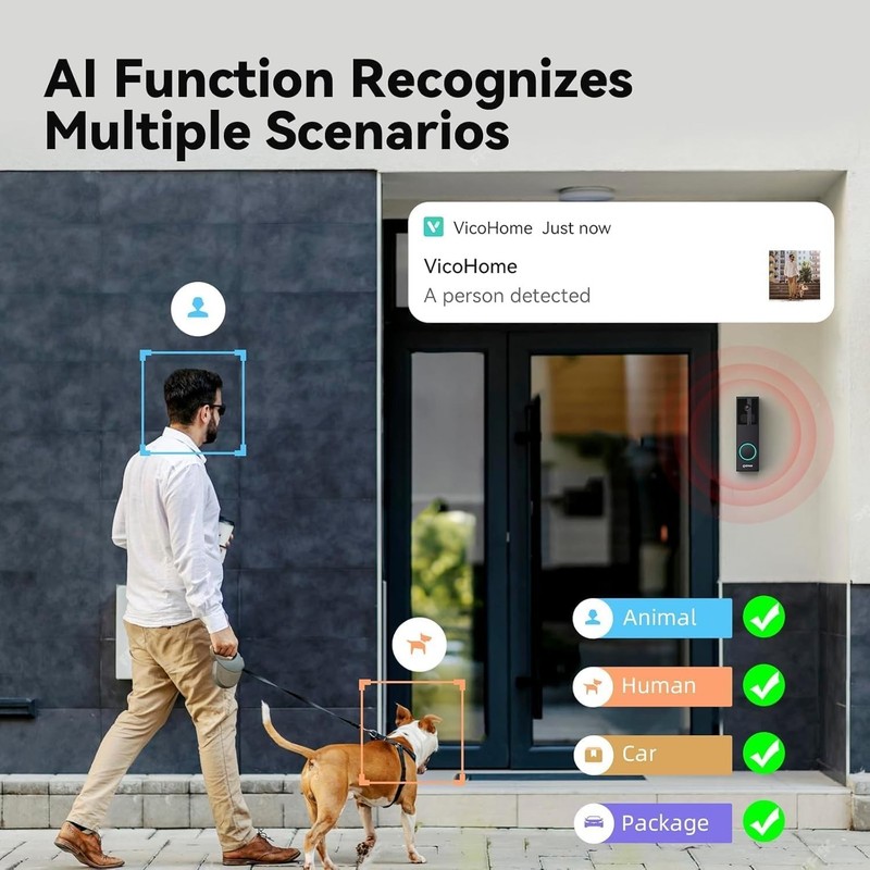 VicoHome DB2 Doorbell Camera Wireless – 2K Video, Battery Powered, AI Human Dete gallery