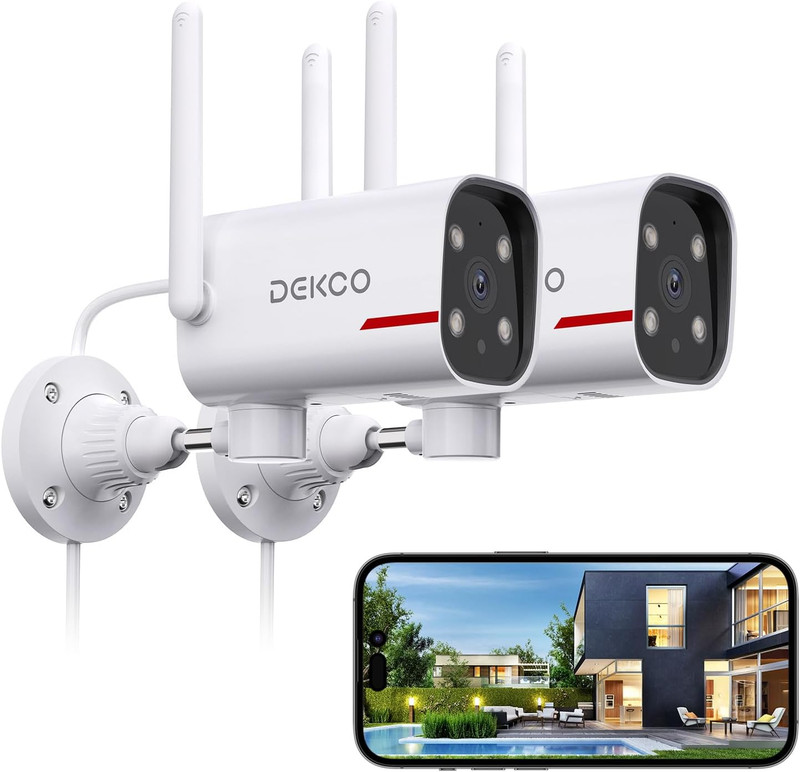 Outdoor Security Camera – DEKCO 2K Pan Rotating 180° Wired Assorted Sizes