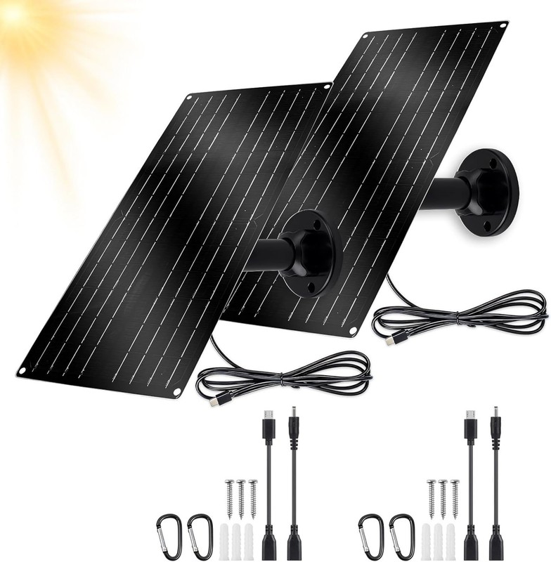 12W Solar Panel for Security Camera, 5V USB-C Solar Charger with Micro USB & ... gallery