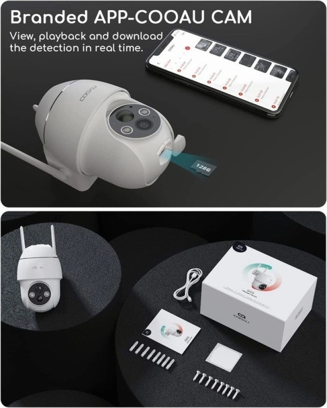 360° PTZ Outdoor Security Camera 2K Wireless Battery PIR Motion Sensor, IP65 2K gallery