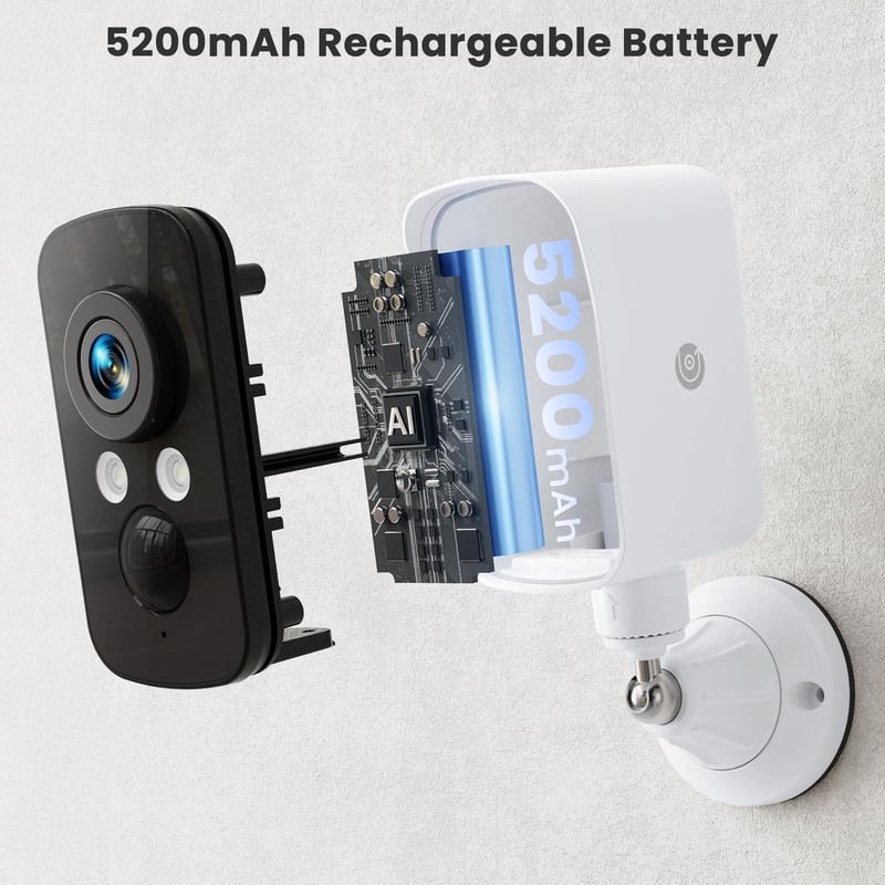 300° Wireless Outdoor Security Camera, 2K Night Vision, AI Detection, 360° View, gallery
