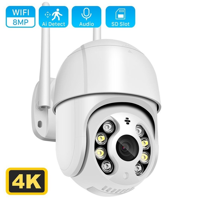 8MP WiFi Camera 4K Outdoor PTZ 1080P FHD Video Home Surveillance CCTV IP Camera
