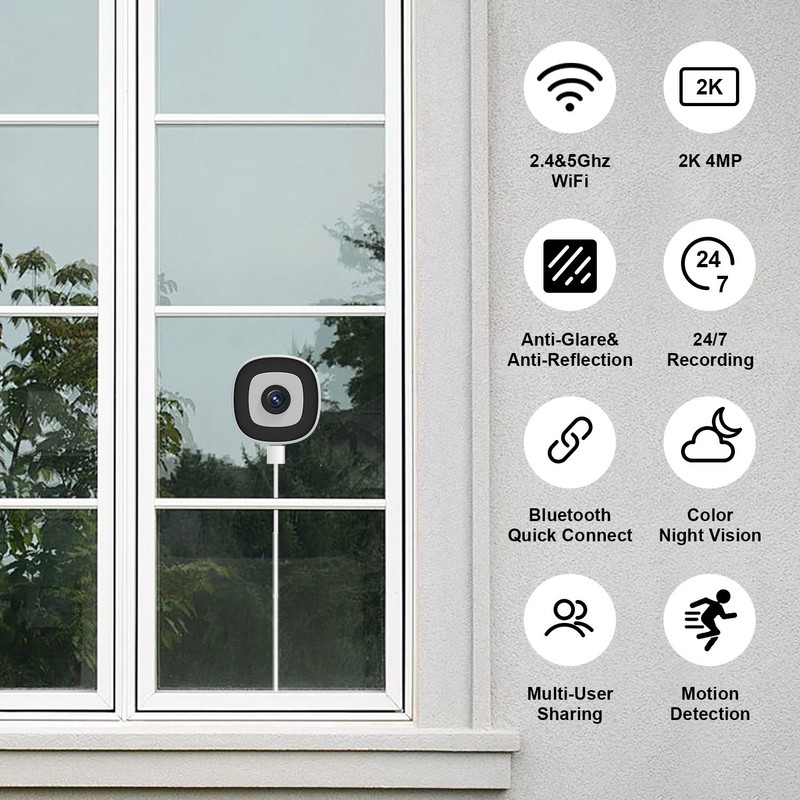 5G&2.4Ghz WIFI 4MP Window Camera Indoor for Home Security Easy&Quick Install 2K gallery