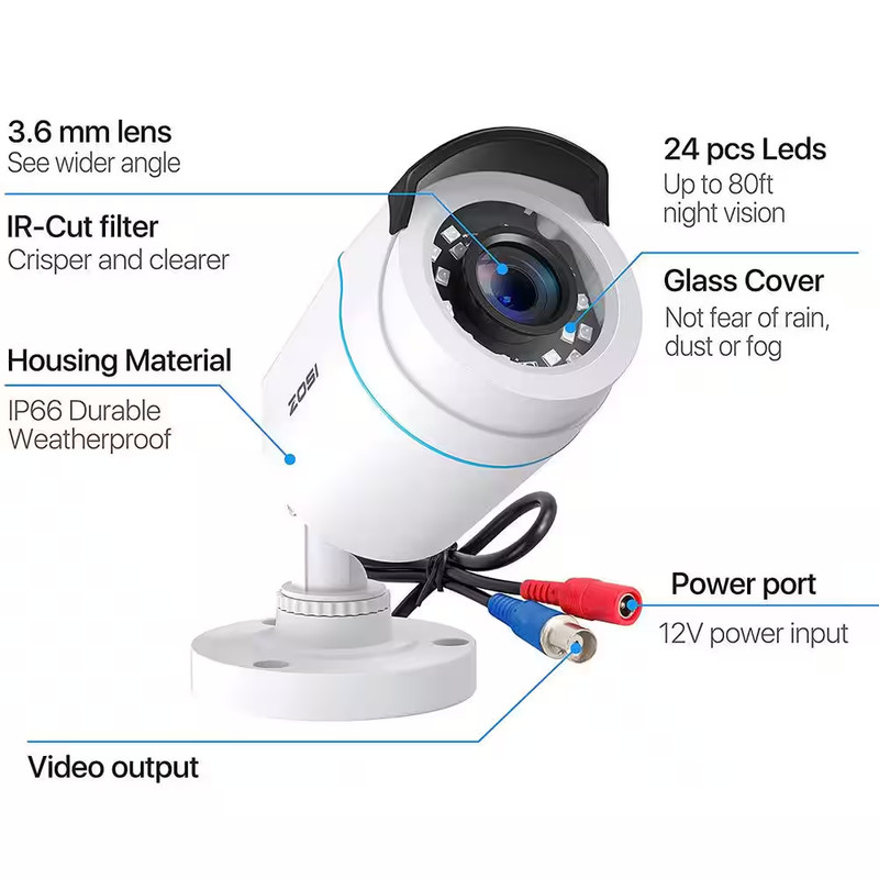 Wired 1080P Outdoor Bullet Security Camera Only Compatible with TVI Analog DVR ( gallery