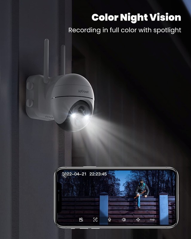 2PCS ieGeek Outdoor Solar Security Camera Wireless Home WiFi Battery CCTV IR Cam gallery