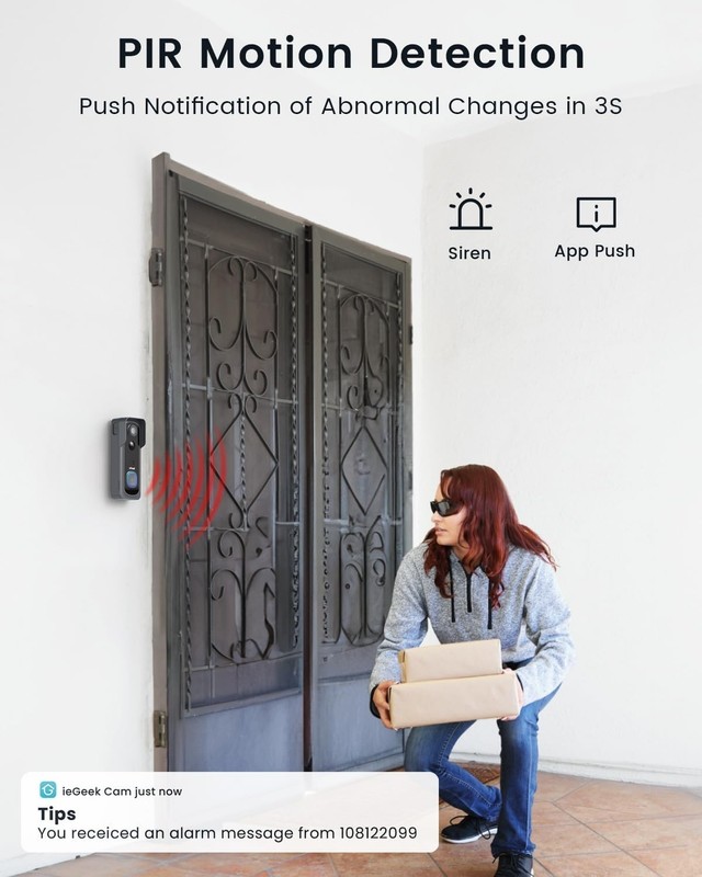 2K Wireless Doorbell Camera with 2-Way Audio & No Subscription, Alexa Compatible gallery