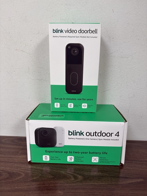 Blink Outdoor 4 Wireless Camera Security System & Blink Video Doorbell BUNDLE
