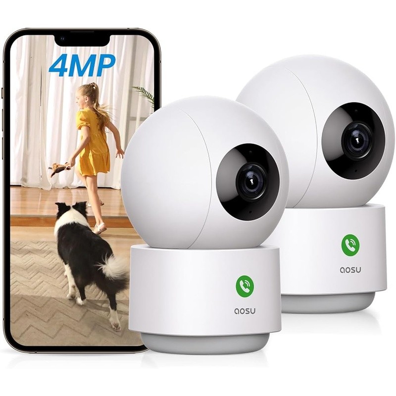 Indoor Security Camera 4MP QHD 360° View Two-Way Audio Motion Tracking Wireless