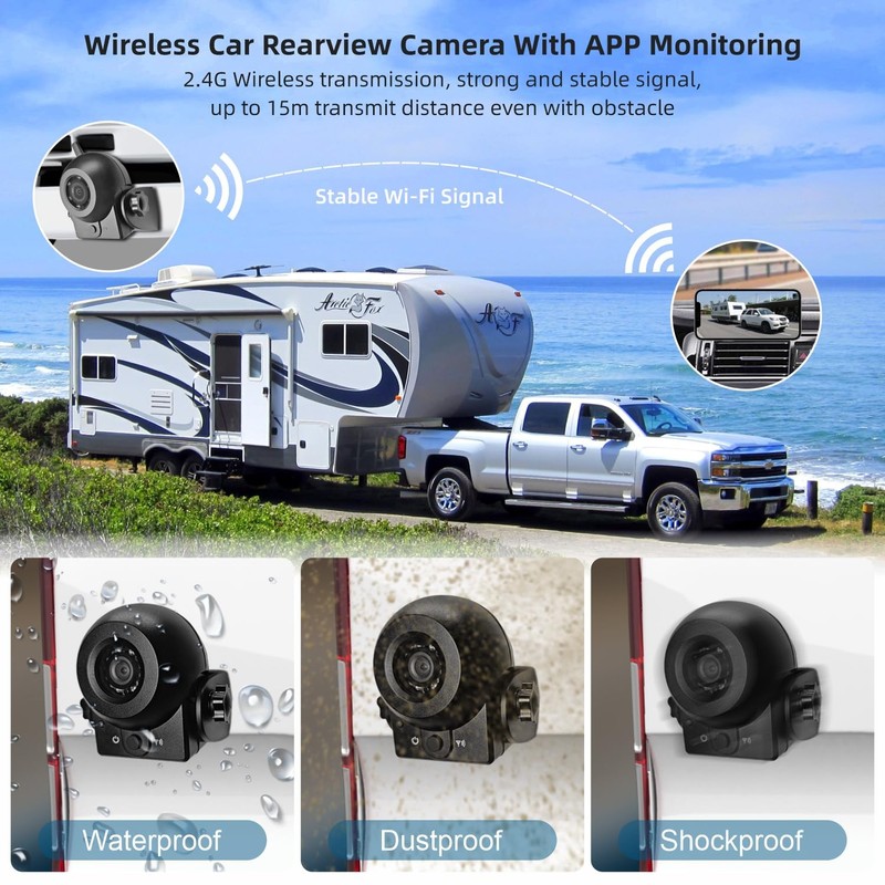 Wireless Magnetic Backup Camera, WiFi Rechargeable, IP68 Water Resistant gallery