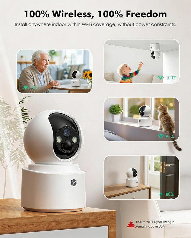 Battery Powered Indoor Camera Wireless 2 Pack, PTZ Pet Camera with 6000Mah Recha gallery