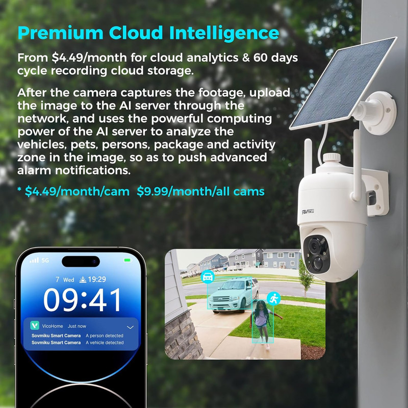 2CQ1 AI 2K Solar Security Camera Wireless Outdoor, Battery Powered,Two Way Audio gallery