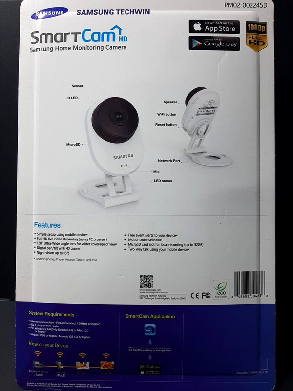 NEW Samsung Techwin SmartCam HD Wifi Office Home Monitoring Camera SNH-E6413BN gallery
