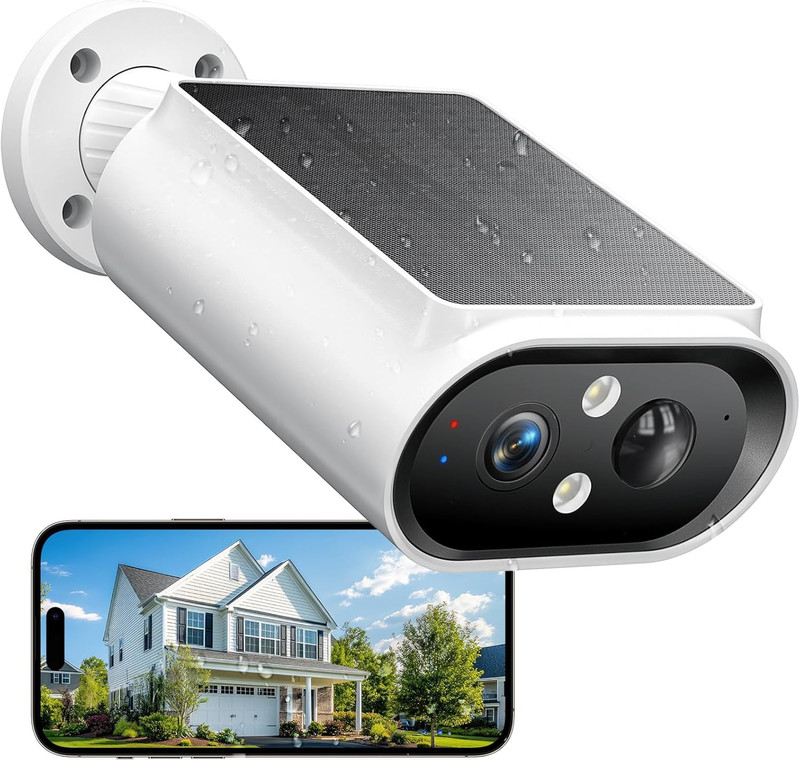 Solar Security Cameras Wireless Outdoor – 2K Night Color Vision Cameras for Home