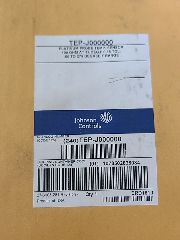Johnson Controls TEP-J000000 Platinum Temp Sensor 100 OHM ERD1810 gallery